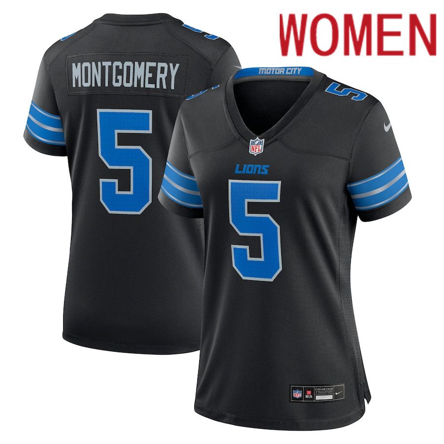 Women Detroit Lions 5 David Montgomery Nike Black 2nd Alternate Game NFL Jersey